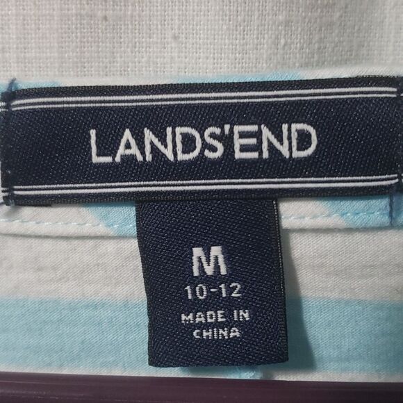 Lands' End. EUC. Blue & White Striped, Tie Sleeved Shirt. Size M. - Picture 3 of 8